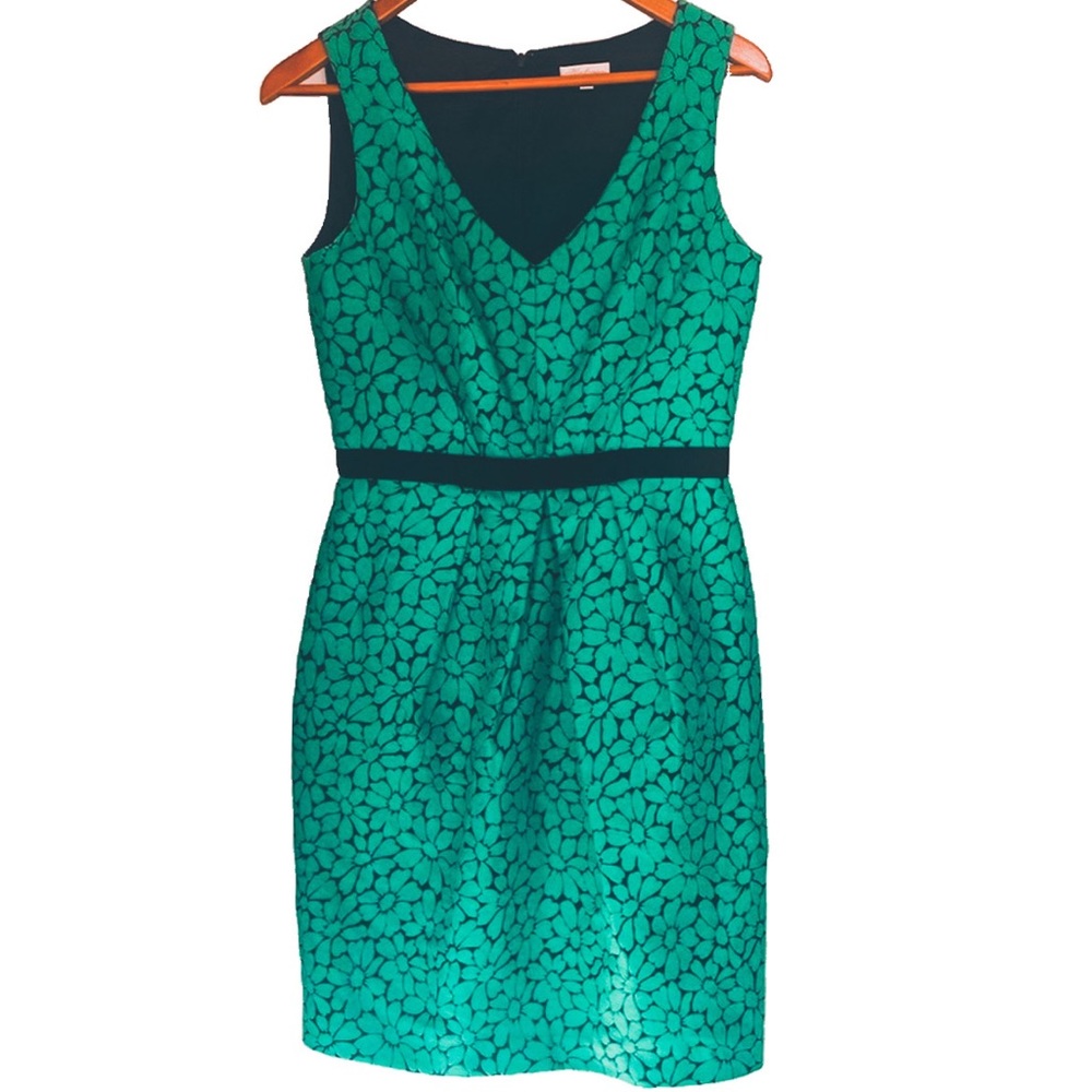 Shoshanna Green/Teal Floral V-Neck Sleeveless Dress (sz 6)